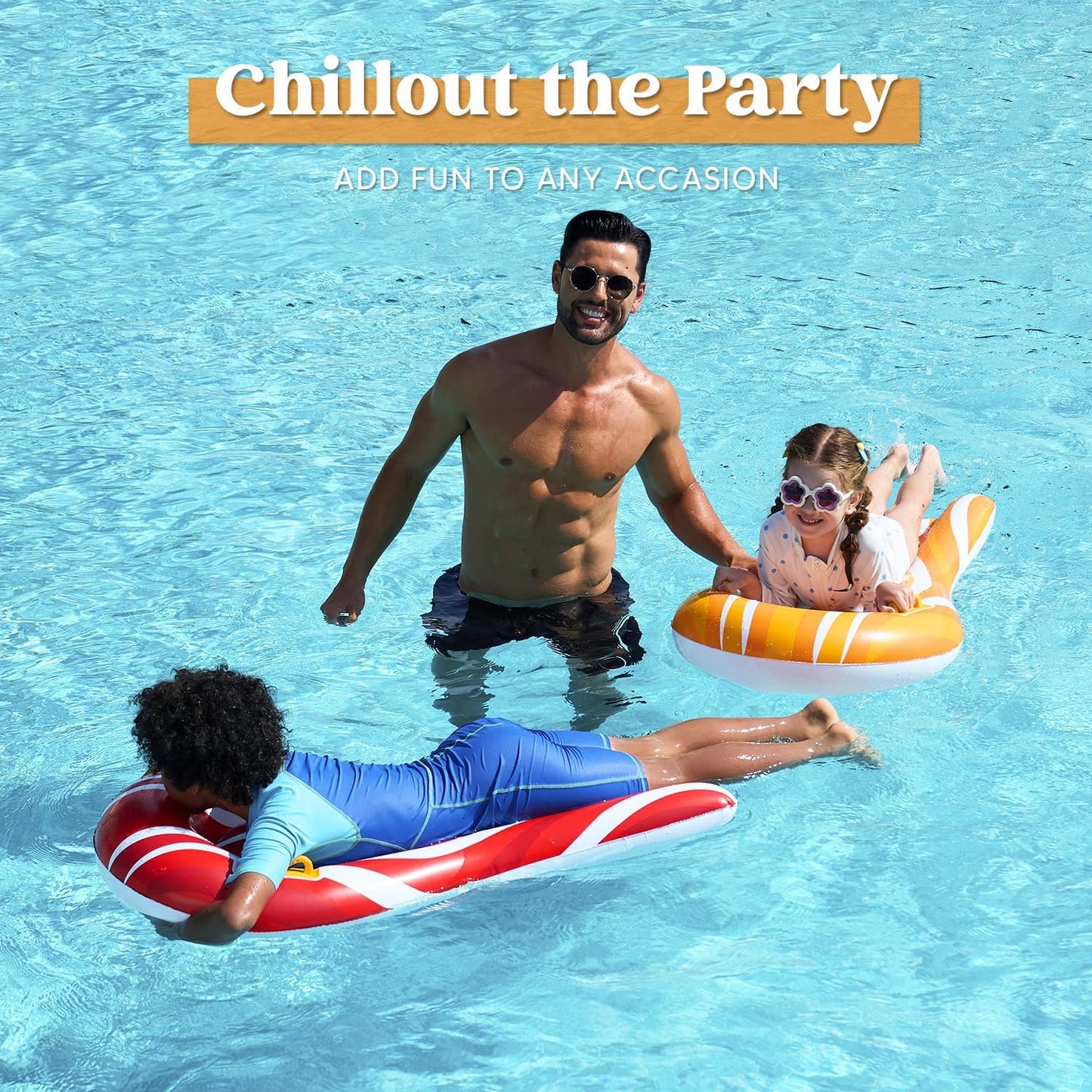 Inflatable Boogie Boards for Kids Swimming Pool Floating Toys, Learn to Swim Water Boards Pack of 2