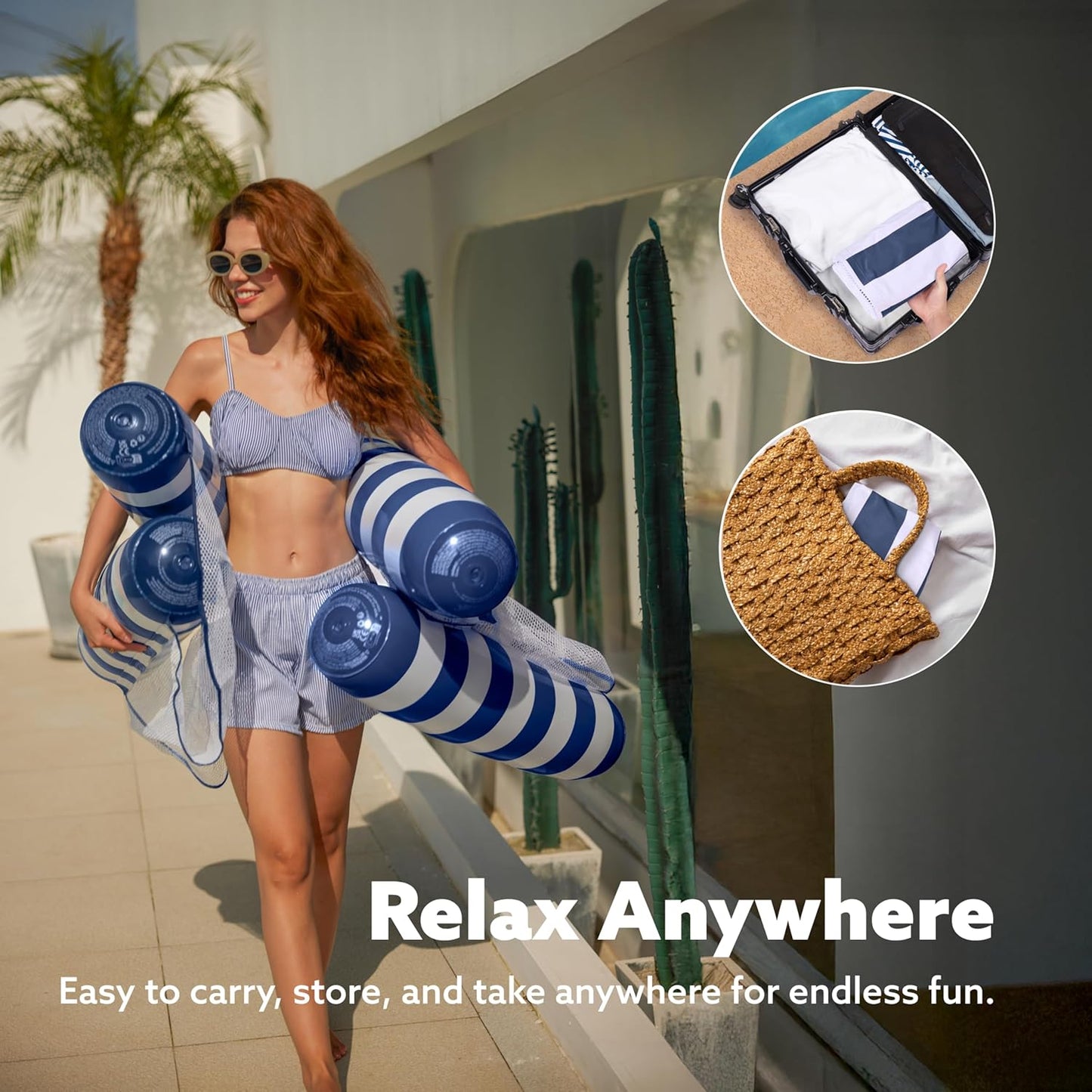 Sloosh Hammock Pool Floats Adults, 4-in-1 Multi-Purpose Inflatable Pool Floaties PVC Water Hammock Lounge