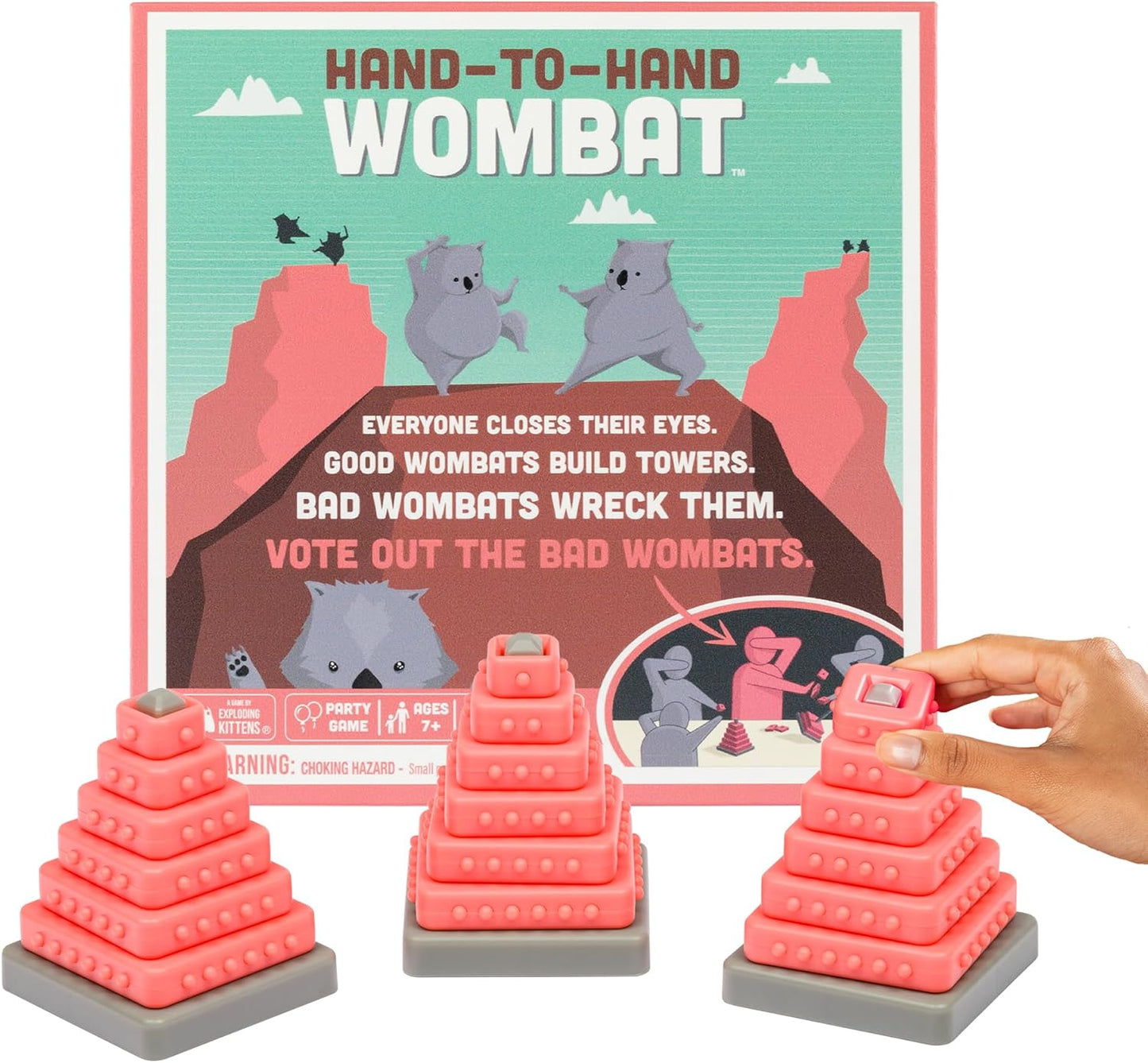 Exploding Kittens Hand to Hand Wombat by Exploding Kittens - Card Games for Adults Teens- Fun Party Games, Pink, Grey