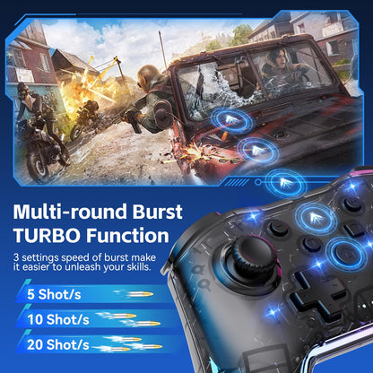 Wireless Gaming Controller Compatible with Switch, PC, iOS and Android, Ergonomic Gamepad, Responsive Buttons, Precision Joystick