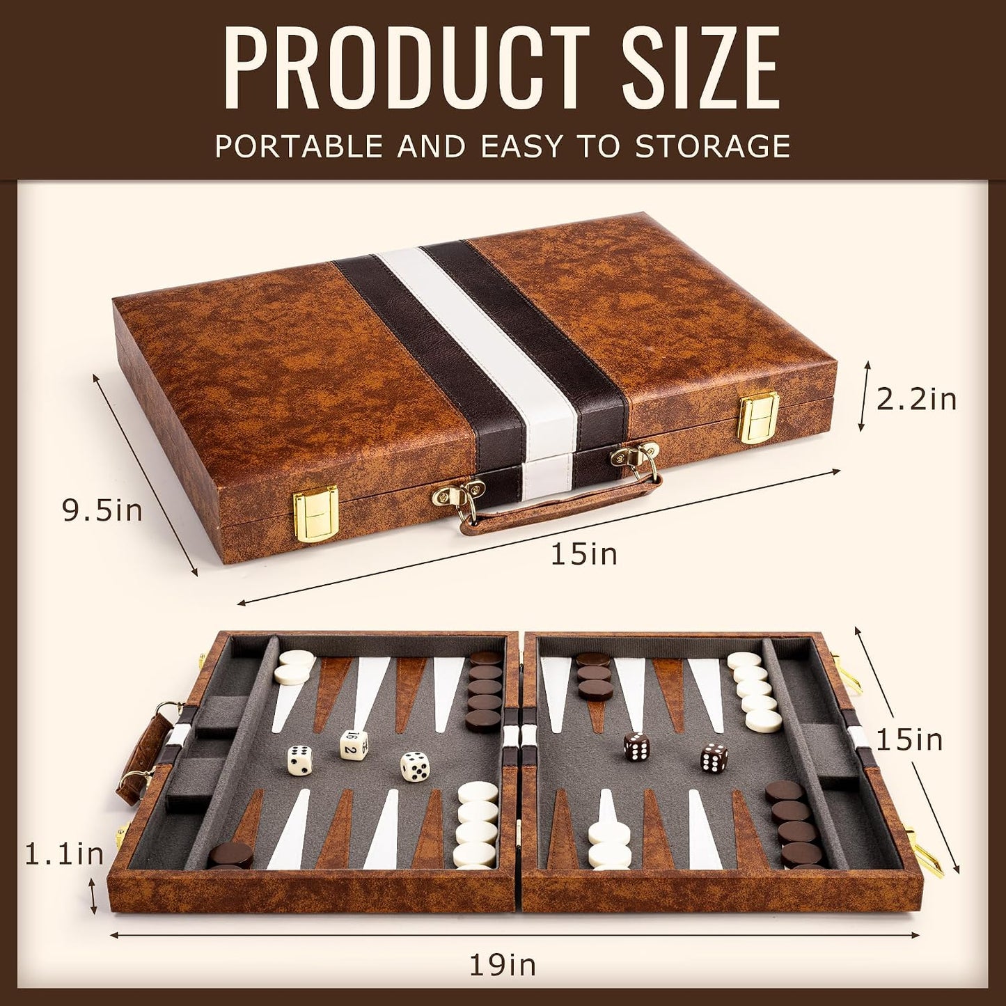 Backgammon Board Game Set-Premium Leather Case