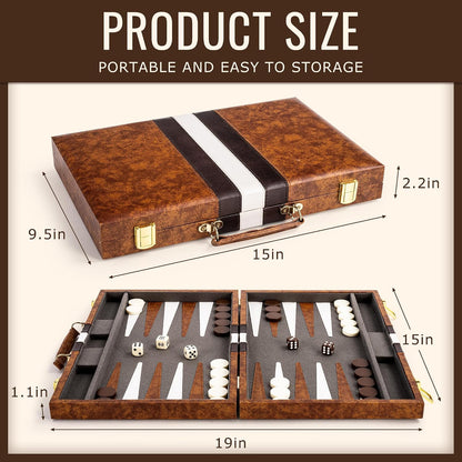 Backgammon Board Game Set-Premium Leather Case