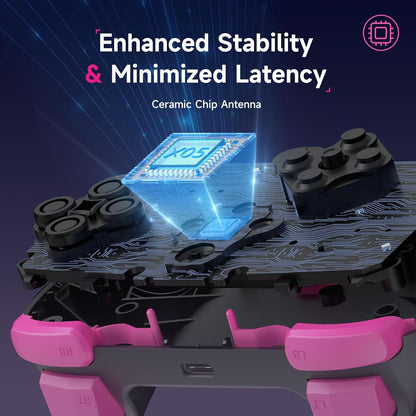 EasySMX X05 2.4g Wireless Gaming Controller for PC/Steam/iPhone/Android/Switch - Bluetooth Controller Gamepad with Hall Effect, RGB Lights and Turbo, Anti-Drift Controller