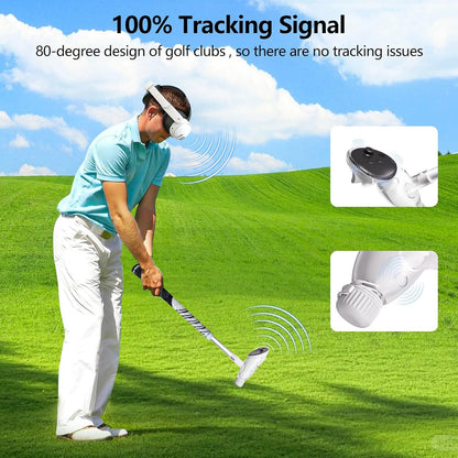 Golf Grip Attachment Compatible with Meta Quest 3/ 3s/2 Accessories， Tracking Signal，80-degree design of golf clubs，Non-Slip VR Handle Grip