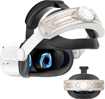 Head Strap for Meta Quest 2 VR Headset Elite Strap Adjustable Soft Cushion Headstrap Oculus Quest 2 Replacement Wihte & Gold