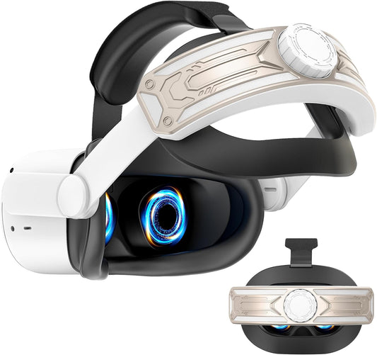 Head Strap for Meta Quest 2 VR Headset Elite Strap Adjustable Soft Cushion Headstrap Oculus Quest 2 Replacement Wihte & Gold