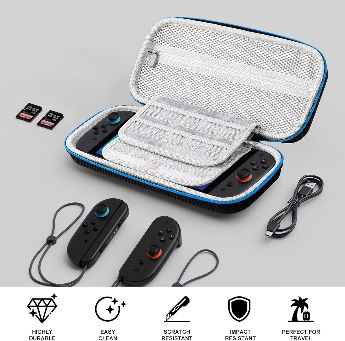 Lmcpa Carrying Case for Nintendo Switch 2 (2025) 7.9 Inch Console, Protective Hard Shell Portable Switch Travel Case, Durable Ballistic Nylon, Large Capacity, Accessories for Switch 2, Black