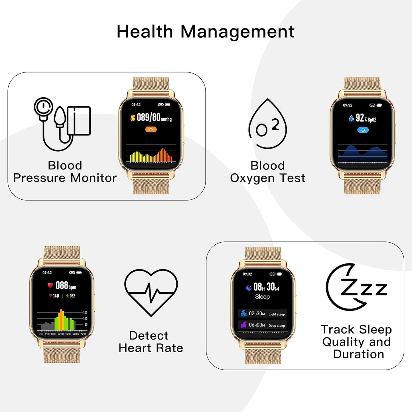 Popglory Smart Watch Answer/Make Calls & 2 Straps, 1.85" Large Smartwatch for Women Men, Fitness Watch Blood Pressure, Blood Oxygen, Heart Rate Tracking, Step Counter for iPhone & Android