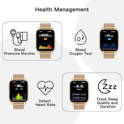 Popglory Smart Watch Answer/Make Calls & 2 Straps, 1.85" Large Smartwatch for Women Men, Fitness Watch Blood Pressure, Blood Oxygen, Heart Rate Tracking, Step Counter for iPhone & Android