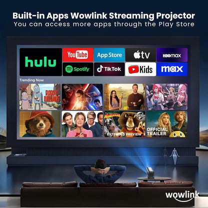 Projector [Auto Focus & 1080P Native & Bulit-in Apps] 4K Support Auto Correction Air Remote WiFi 6 Bluetooth 5.4 Portable Projector Compatible with HDMI/TV Stick/Memory Stick/Laptop, White