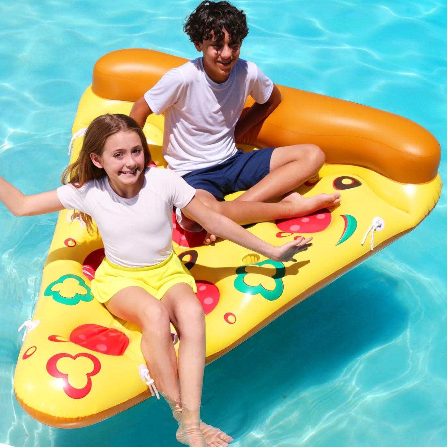 JOYIN Giant Inflatable Pizza Slice Pool Float, Fun Pool Floaties, Swim Party Toy, Summer Pool Raft (1 Pack), Extra Large with Cup Holders