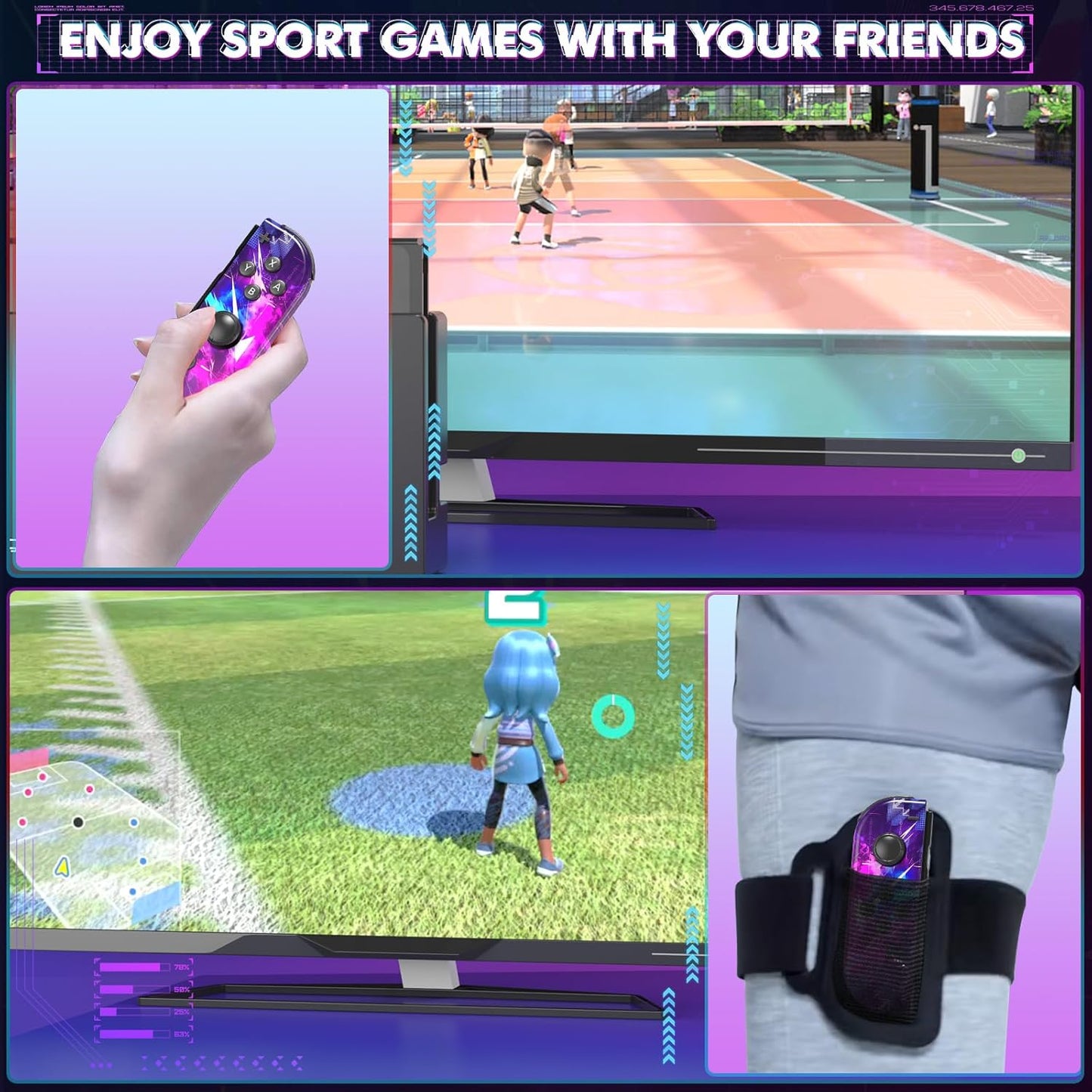 Joypad Controller for Switch,Replacement Switch Controller,Left and Right Joypad Controller with Dual Vibration/Motion Control/Wake-up/Screenshot (Purple)