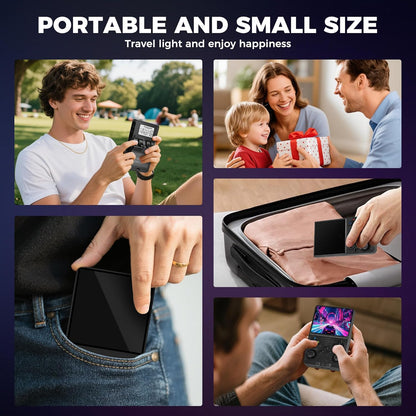 R36S Retro handheld model, handheld model with 3.5-in IPS HD Screen，Video handheld models with 64GB Memory, Ultra-Long Standby Time, Perfect for Travel & Outings, Gift for Adults Teens early-stage (Black)