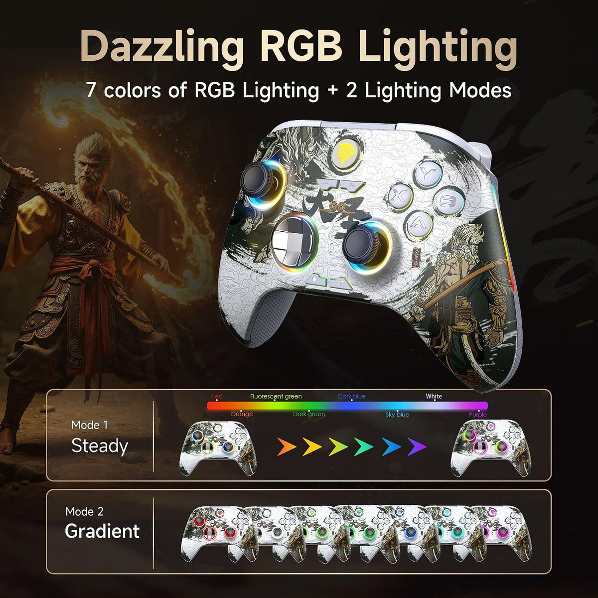 Wireless PC Gaming Controller, Hall Effect Joysticks Gamepad, Ergonomic Design, Precision Controls, Responsive Buttons
