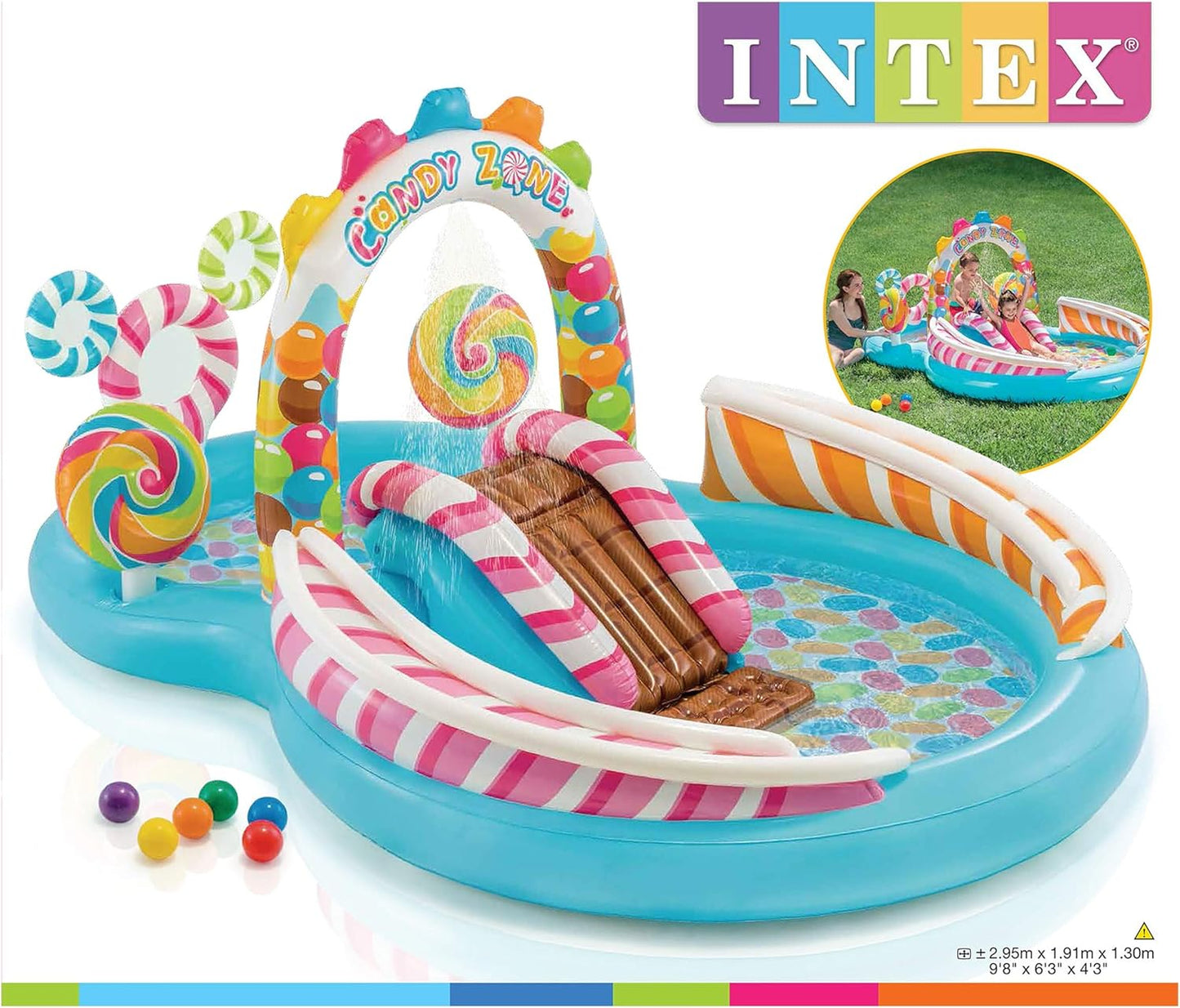 Intex 57141 RAINBOW CLOUD BABY POOL, Assorted, 142 x 119 x 84 Cm