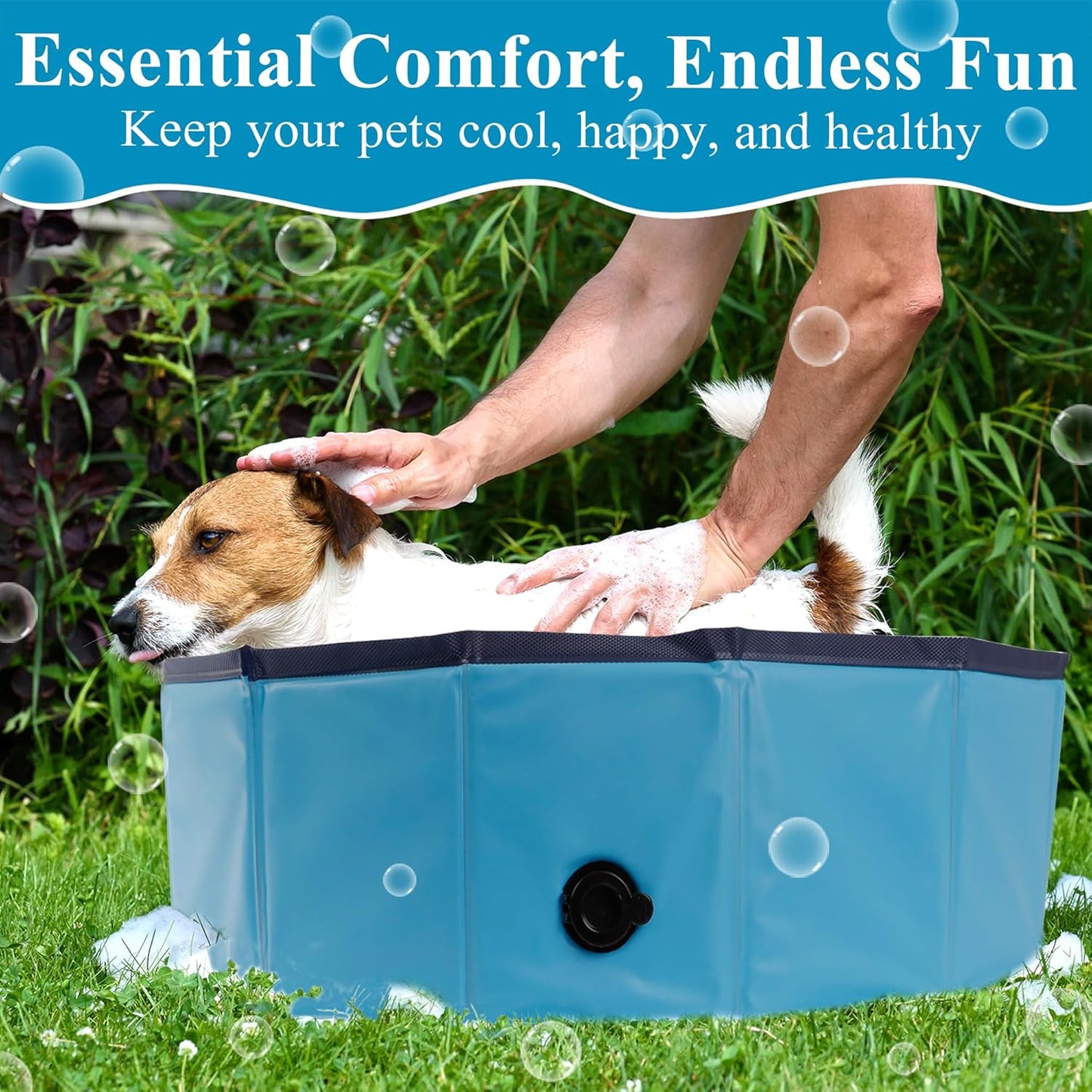 C Crystal Lemon Blue Foldable PVC Swimming Pool - Versatile Dog Pool, Kiddie Pool, Kids Pool, Baby Pool, and Toddler Pool – 31.5  x 7.87  Size Perfect for Indoor/Outdoor Use