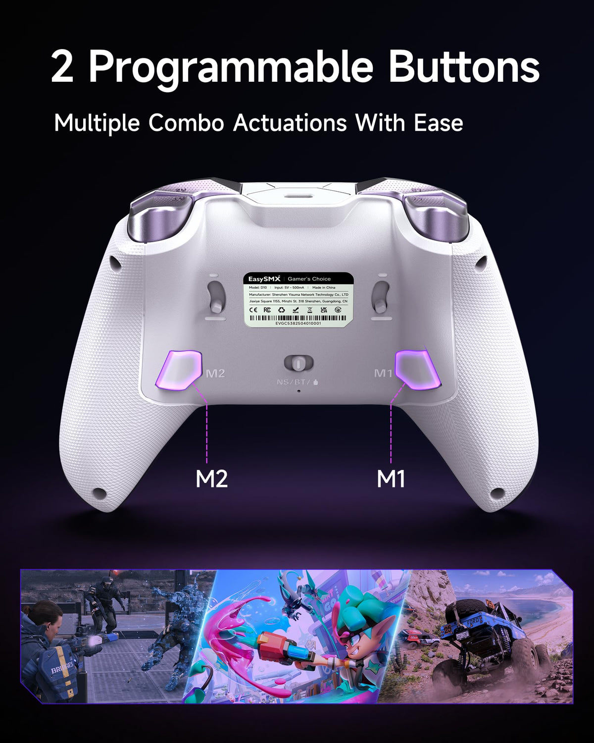 Wireless Game Controller for PC, Switch and Android, Bluetooth Gaming Gamepad, Ergonomic Grip, Responsive Controls and Precision Joystick