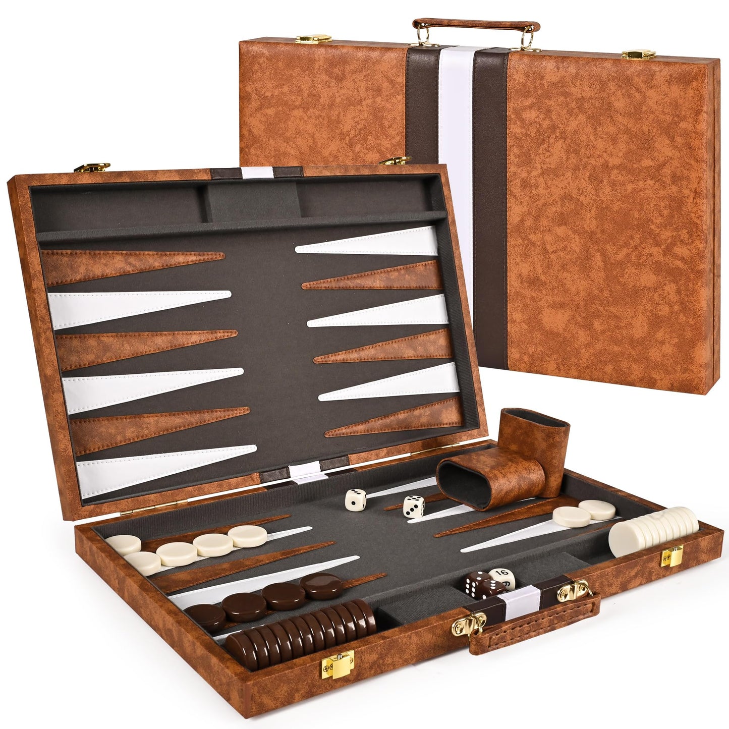 Backgammon Board Game Set-Premium Leather Case