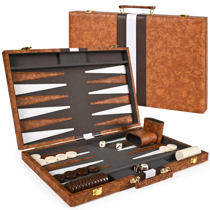 Backgammon Board Game Set-Premium Leather Case