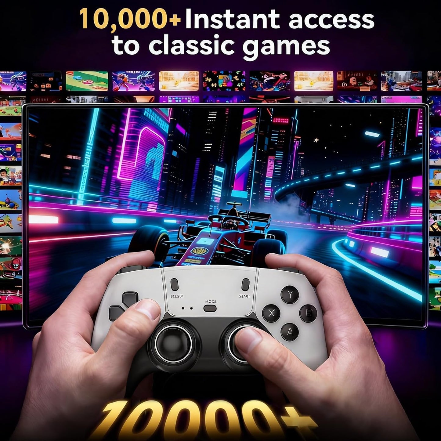 Retro handheld model – 2025 Upgraded Mini Plug and Play Video Game System with 10K+ Classic Games, 12 Emulators, 2 Wireless 2.4G Controller, 4K HD Output