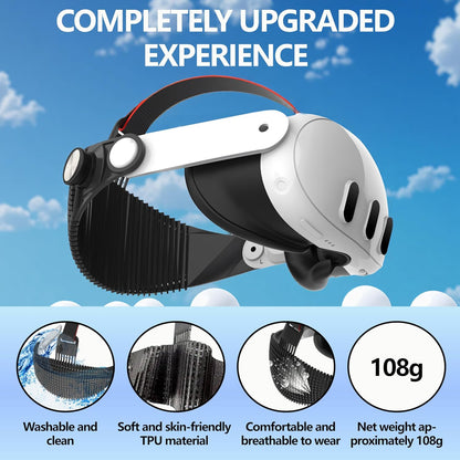 Adjustable Head Strap Compatible with Meta Quest 3/ 3S – Comfort & Pressure Relief VR Accessory, Support Lying Down Play for Gaming/Movies (Black)