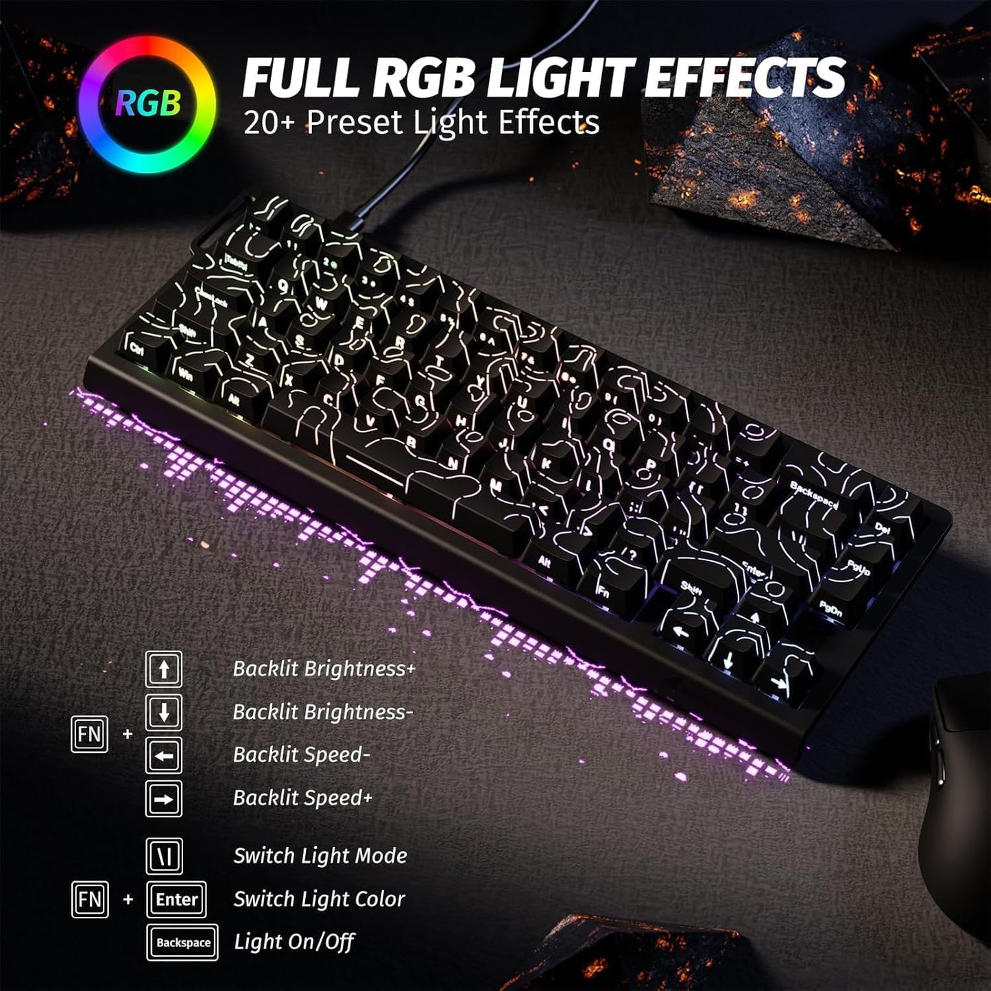 ATTACK SHARK X68 HE Rapid Trigger Mechanical Gaming Keyboard 60% Wired TKL with Adjustable Actuation,Hall Effect snap-fit Switch,8KHz Polling Rate,RGB Backlit,Top Mount for PC Mac Esport Gamer(Black)