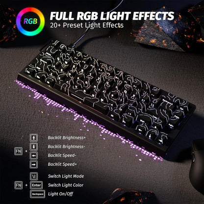 ATTACK SHARK X68 HE Rapid Trigger Mechanical Gaming Keyboard 60% Wired TKL with Adjustable Actuation,Hall Effect snap-fit Switch,8KHz Polling Rate,RGB Backlit,Top Mount for PC Mac Esport Gamer(Black)
