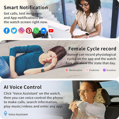 Popglory Smart Watch Answer/Make Calls & 2 Straps, 1.85" Large Smartwatch for Women Men, Fitness Watch Blood Pressure, Blood Oxygen, Heart Rate Tracking, Step Counter for iPhone & Android