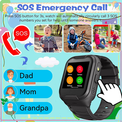 Kids 4G GPS Smart Watch, Waterproof Phone Smartwatch, Worldwide Real-time Tracking Video Phone Call Camera SOS Alarm Geo-Fence Touch Screen Pedometer Anti-Lost GPS Tracker Watch for Birthday Gift
