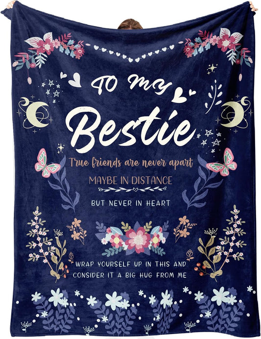 Bestie Gifts for Women on Christmas - Best Friend Blanket Gift 60 x 50 Inch - Bestie Gift, Best Friend Happy Birthday Gifts - Friendship Flannel Throw Blanket Thinking of You Far Away Gifts
