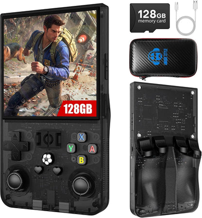 R36s Retro handheld model 3.5 Inch 21000+ Games Retro handheld model, Video handheld model with Dual Stylem Linux/Garlic Supports & Dual 3D Joysticks -128G -Purple