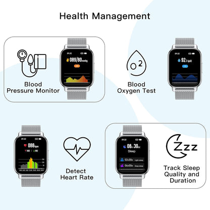 Popglory Smart Watch Answer/Make Calls & 2 Straps, 1.85" Large Smartwatch for Women Men, Fitness Watch Blood Pressure, Blood Oxygen, Heart Rate Tracking, Step Counter for iPhone & Android