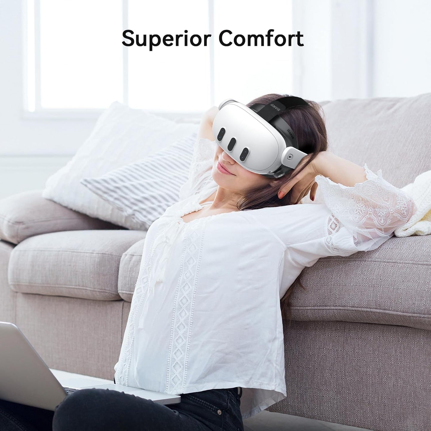 AMVR Upgraded Facial Interface Compatible with Meta/Oculus Q3 Accessories, with 2 Face Cover Pad Replacement, PU Face Cushion and Breathable Ice Silk Cotton, Knob Adjustable