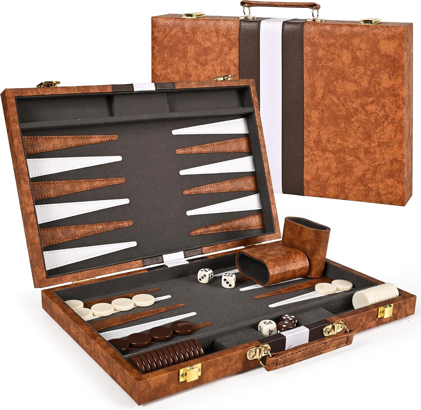 Backgammon Board Game Set-Premium Leather Case