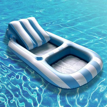 Pool Float Adult, 67″ × 35″ Large Inflatable Lounger Float, Pool Floats for Adults Heavy Duty with Headrest & Cup Holder, Floaties for Backyard, Lake, Beach