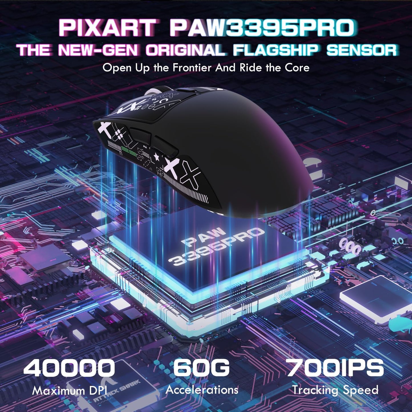 ATTACK SHARK X1 Ultralight Wireless Gaming Mouse with snap-fit RGB Charging Dock,Anti Slip Grip Tape,PixArt PAW3395 Pro Sensor,40000DPI,BT/2.4Ghz/Wired,Optical Micro Switch for PC Mac Gamer(Black)
