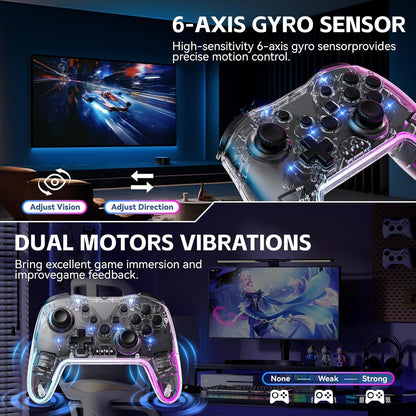 Wireless Gaming Controller Compatible with Switch, PC, iOS and Android, Ergonomic Gamepad, Responsive Buttons, Precision Joystick