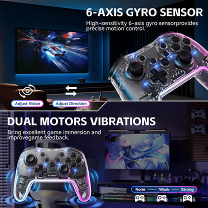 Wireless Gaming Controller Compatible with Switch, PC, iOS and Android, Ergonomic Gamepad, Responsive Buttons, Precision Joystick