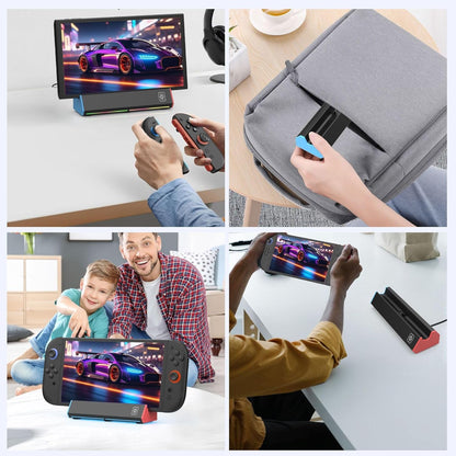 ZONEY Switch TV Dock with 1000Mbps Ethernet LAN Port/4K HDMI Port, Portable Switch Docking Station for Nintendo Switch/Switch OLED, Replacement Official Switch Dock Base Stand (Black with LAN Port)