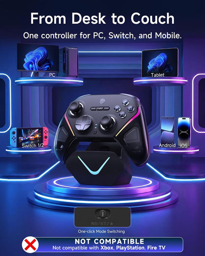 Wireless Game Controller for PC, Switch and Android, Bluetooth Gaming Gamepad, Ergonomic Grip, Responsive Controls and Precision Joystick