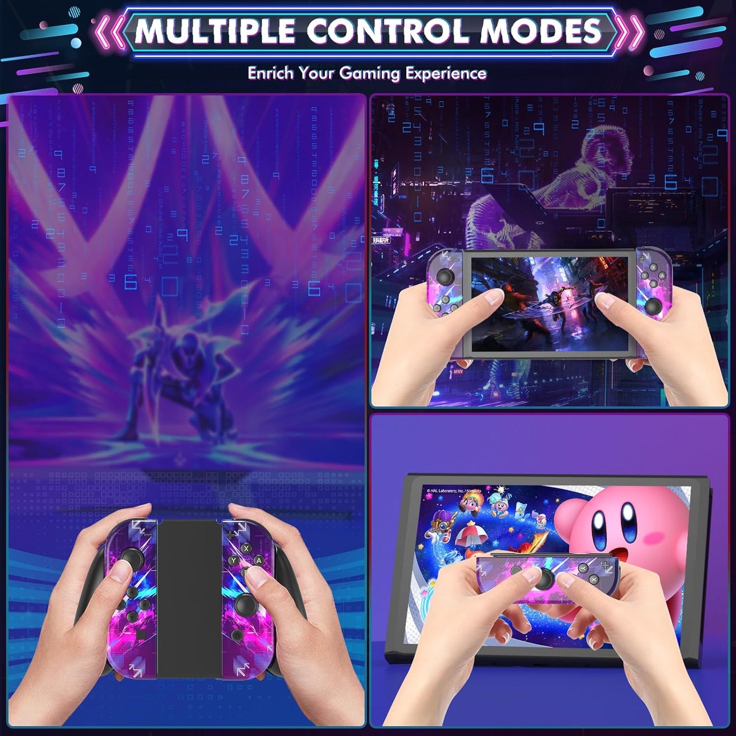 Joypad Controller for Switch,Replacement Switch Controller,Left and Right Joypad Controller with Dual Vibration/Motion Control/Wake-up/Screenshot (Purple)