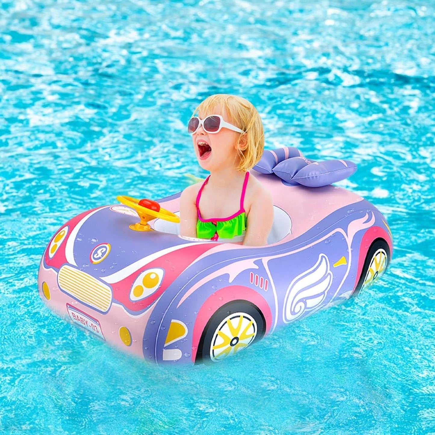 Kids Beach Float Toys, Car Shaped Pool Float, Lake Water Floaties, Active Play Ride- Swimming Float, Easy Inflate Water Floaties for Swimming Pool Lake Beach