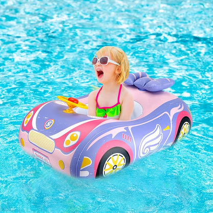 Kids Beach Float Toys, Car Shaped Pool Float, Lake Water Floaties, Active Play Ride- Swimming Float, Easy Inflate Water Floaties for Swimming Pool Lake Beach