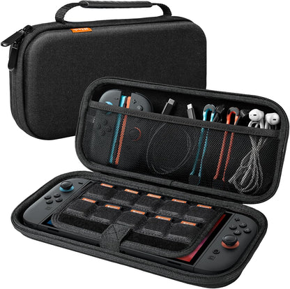 JETech Carrying Case for Nintendo Switch 2 (2025) 7.9 Inch, Hard Shell Portable Travel Bag with 10 Game Card Slots and Accessories Pouch, Lightweight Anti-Scratch Protection (Black)