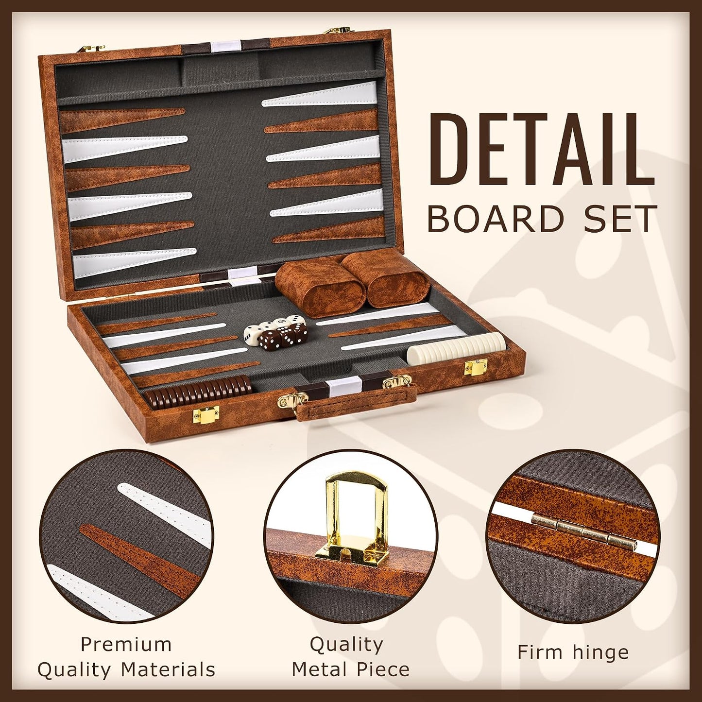 Backgammon Board Game Set-Premium Leather Case