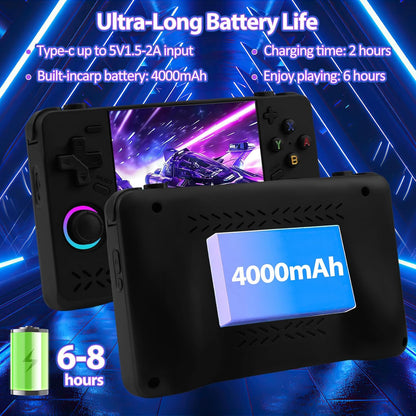 Upgraded XF40H handheld model, Retro handheld model Preloaded Classic Games with Multiple Emulators, 4.0 Inch 4K HD IPS Screen Open Source Linux System, Pocket Video Gaming (Black-128G)