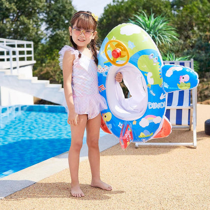 Cute Child Kids Inflatable Pool Float PVC Summer Swim Float Air Bed Lake Boat Swimming Floats with 2 Handles Surfing Raft Bodyboard Floating Mattress Seat Swim Ring for Girls Boys 1-5 Years