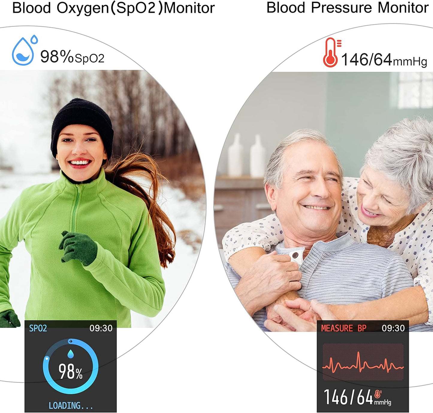 Smart Watch for Women Men, Popglory Smartwatch with Blood Pressure, Blood Oxygen, Sleep Monitor, Fitness Tracker with Heart Rate Tracking/Pedometer/Calories, Full Touch Fitness Watch for Android iOS