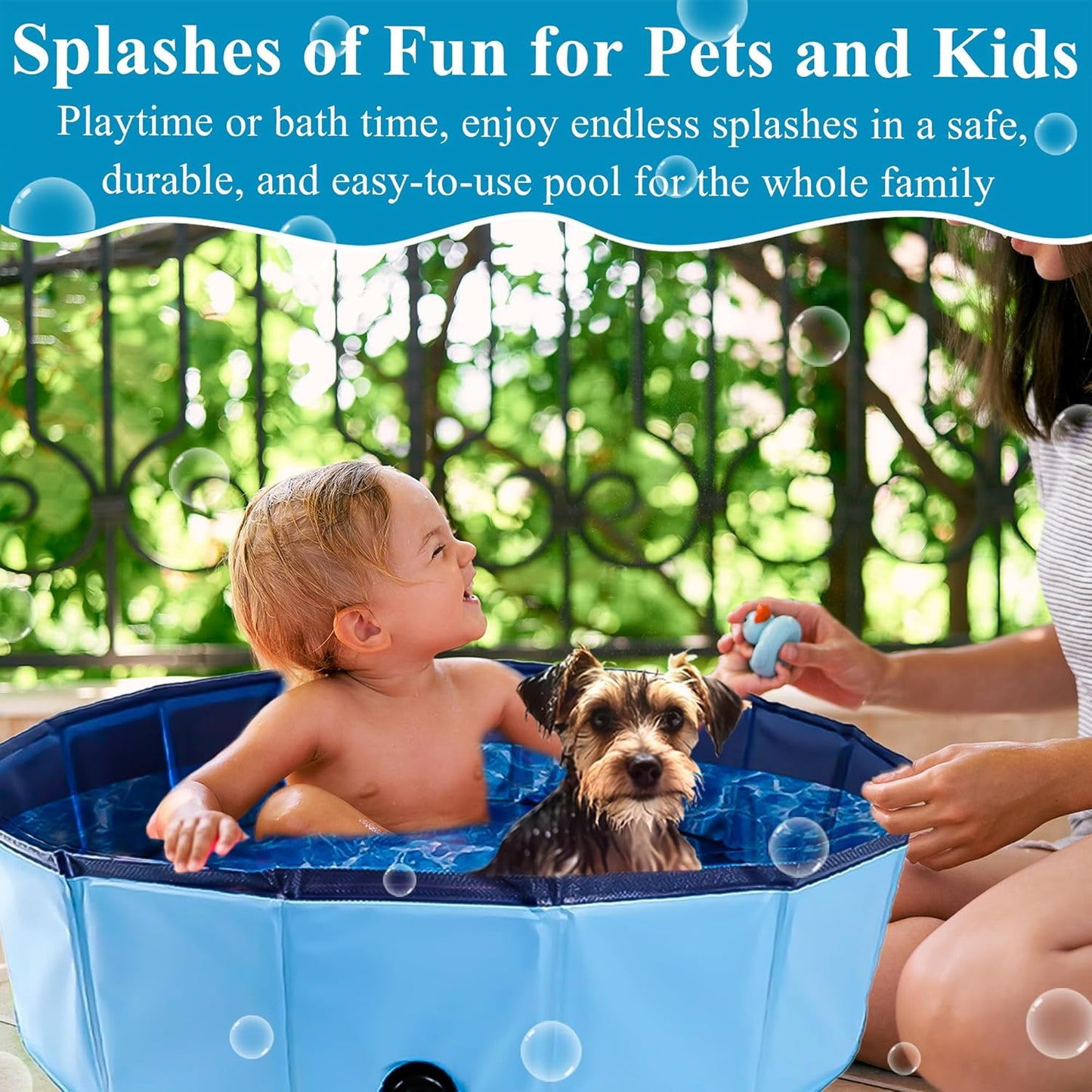 C Crystal Lemon Blue Foldable PVC Swimming Pool - Versatile Dog Pool, Kiddie Pool, Kids Pool, Baby Pool, and Toddler Pool – 31.5  x 7.87  Size Perfect for Indoor/Outdoor Use