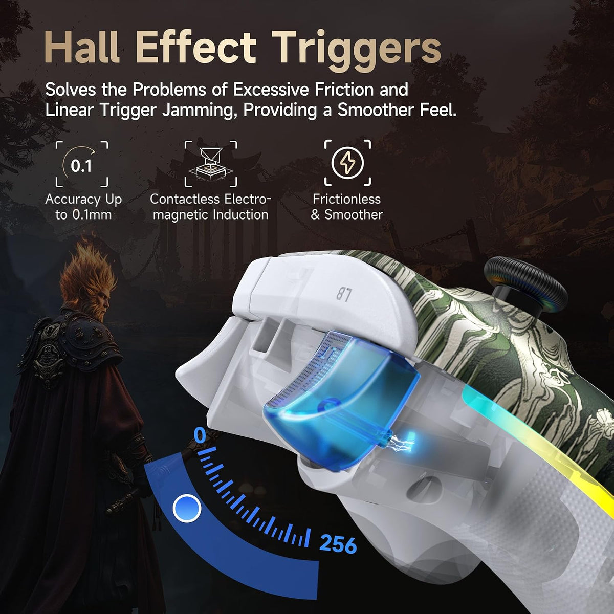 Wireless PC Gaming Controller, Hall Effect Joysticks Gamepad, Ergonomic Design, Precision Controls, Responsive Buttons